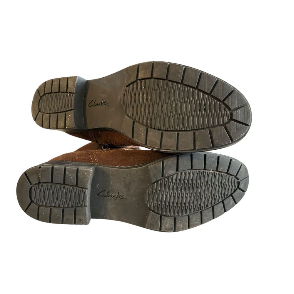 Women's Clarks Knee High Merrian Noble Brown Suede & Wool-Wide Calf  9W - Picture 7 of 8